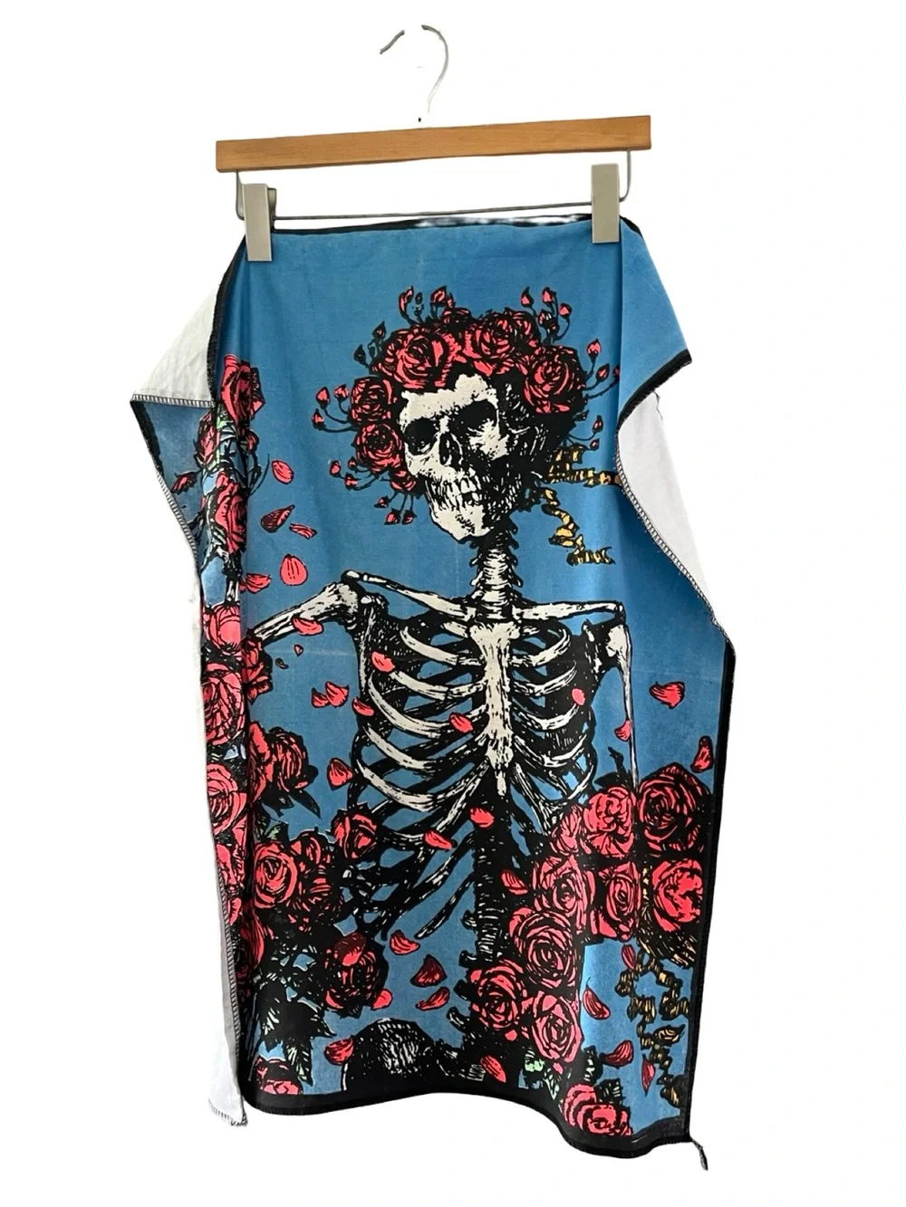 Vintage Opticz Blacklight Tapestry Skeleton Roses Grateful Dead Psychadelic